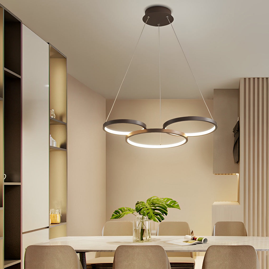 Three ring dimmable chandelier