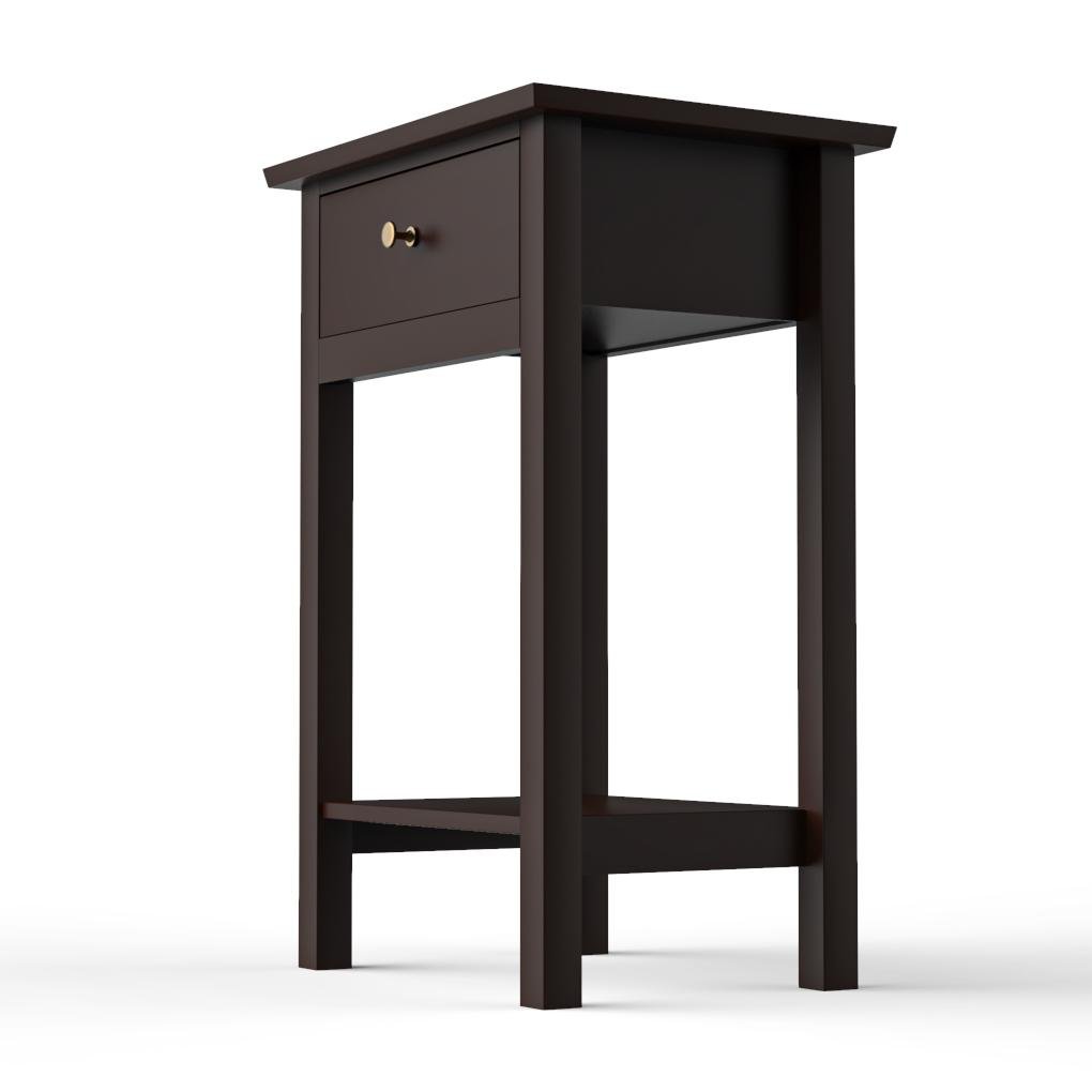 Black Scandinavian Tall End Table Side Table with Drawer