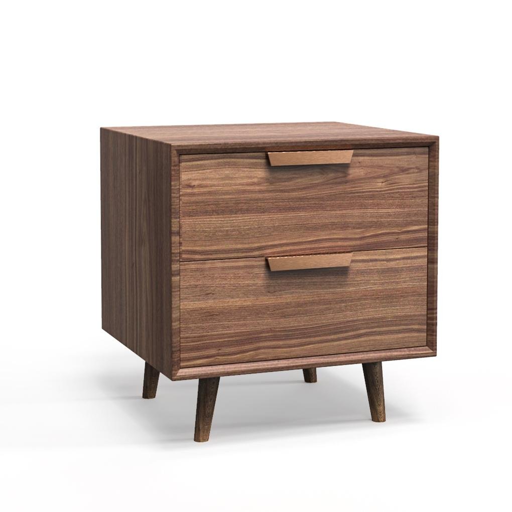 Modern Wood Bedside Table with 2 Drawers